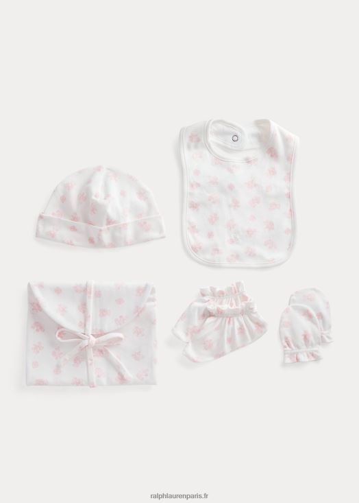coffret cadeau 5 pièces en coton bio 46T60T8217 bébé Ralph Lauren multicolore rose