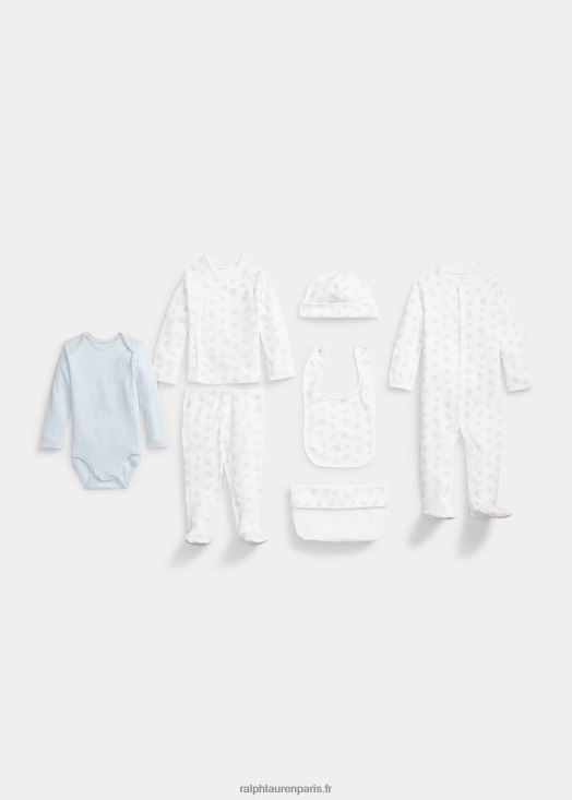 coffret cadeau 7 pièces en coton 46T60T7814 bébé Ralph Lauren multi bleu béryl