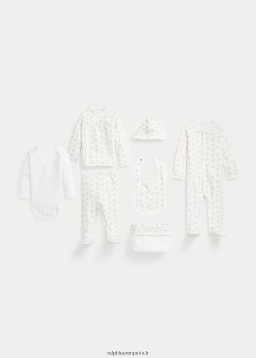 coffret cadeau 7 pièces en coton 46T60T7817 bébé Ralph Lauren multi gris