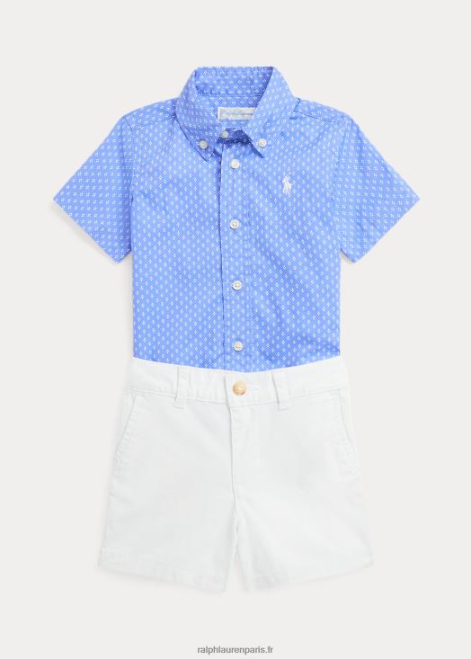 ensemble chemise popeline géométrique & short chino 46T60T8185 bébé Ralph Lauren prop géo