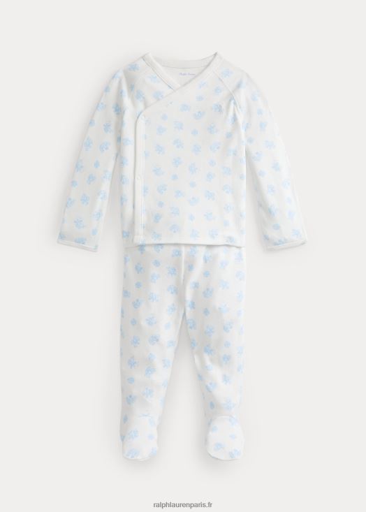 ensemble haut et pantalon en coton à imprimé ours 46T60T7796 bébé Ralph Lauren multi bleu