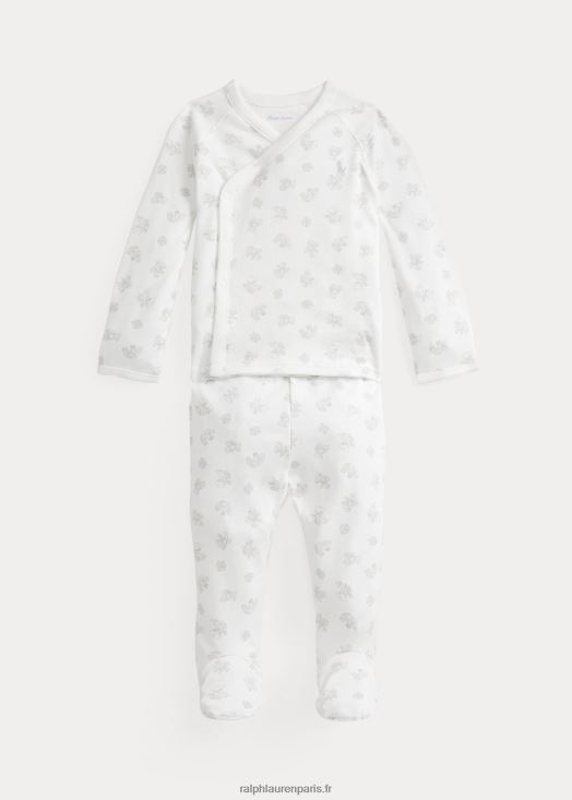 ensemble haut et pantalon en coton à imprimé ours 46T60T7797 bébé Ralph Lauren multi gris