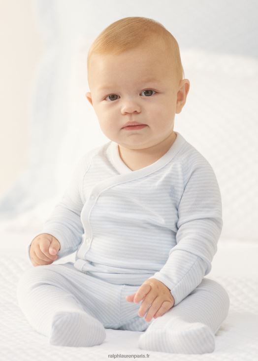 ensemble haut et pantalon en coton rayé 46T60T7798 bébé Ralph Lauren bleu béryl/blanc