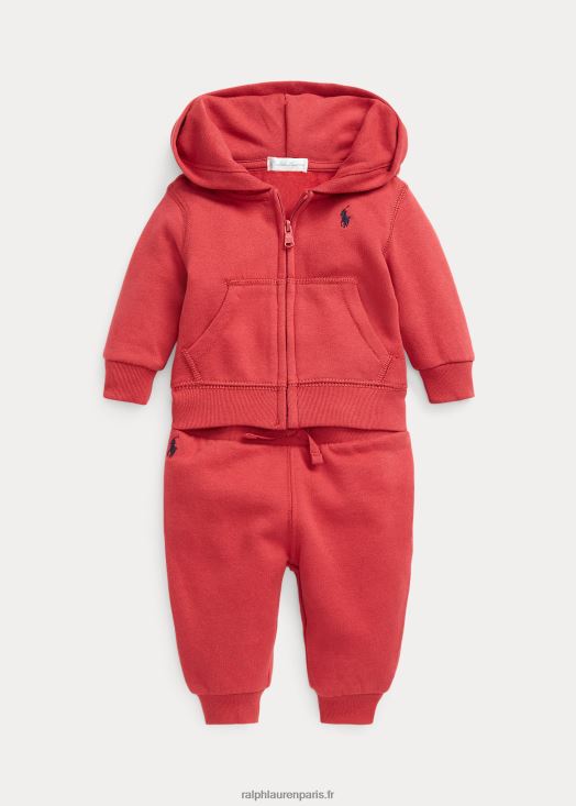ensemble pantalon et sweat à capuche zippé en polaire 46T60T8197 bébé Ralph Lauren piment