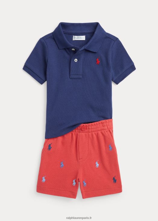 ensemble polo et short en maille 46T60T7760 bébé Ralph Lauren eau fraiche