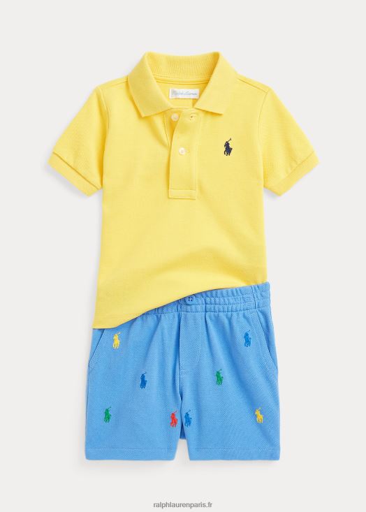 ensemble polo et short en maille 46T60T7761 bébé Ralph Lauren signal jaune