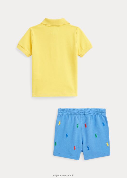 ensemble polo et short en maille 46T60T7761 bébé Ralph Lauren signal jaune