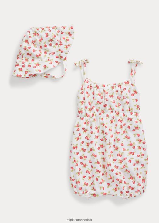ensemble short et bonnet en maille fraise 46T60T7819 bébé Ralph Lauren imprimé fraise