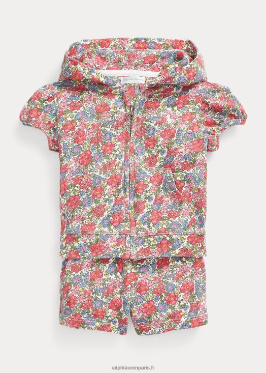 ensemble short et sweat à capuche zippé en tissu éponge spa 46T60T7768 bébé Ralph Lauren fleurs de camden