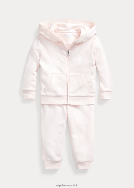 ensemble sweat à capuche et pantalon en molleton 46T60T7789 bébé Ralph Lauren rose délicat