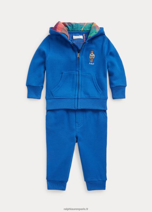 ensemble sweat à capuche et pantalon en polaire polo bear 46T60T8204 bébé Ralph Lauren nouveau bleu iris