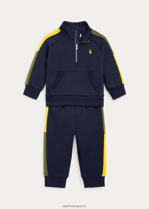 ensemble sweat double maille et pantalon jogger 46T60T8193 bébé Ralph Lauren croisière marine multi