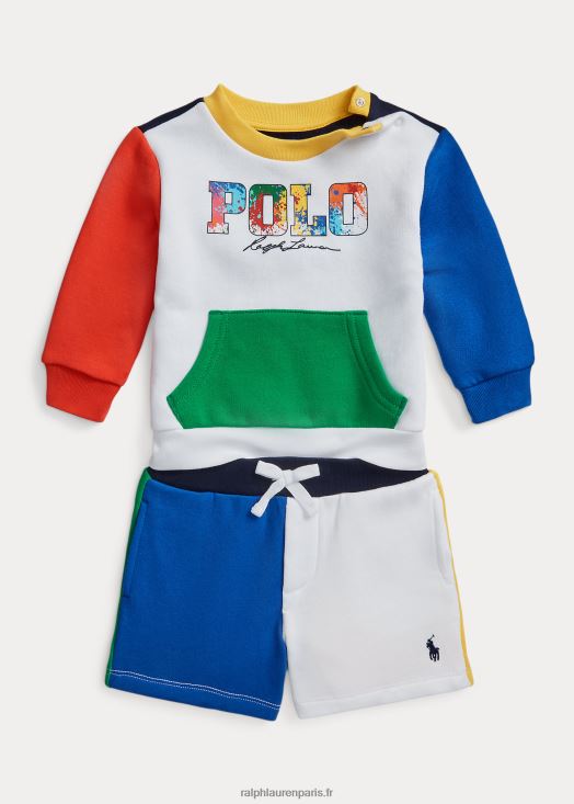 ensemble sweat & short en molleton à logo 46T60T7763 bébé Ralph Lauren multicolore blanc