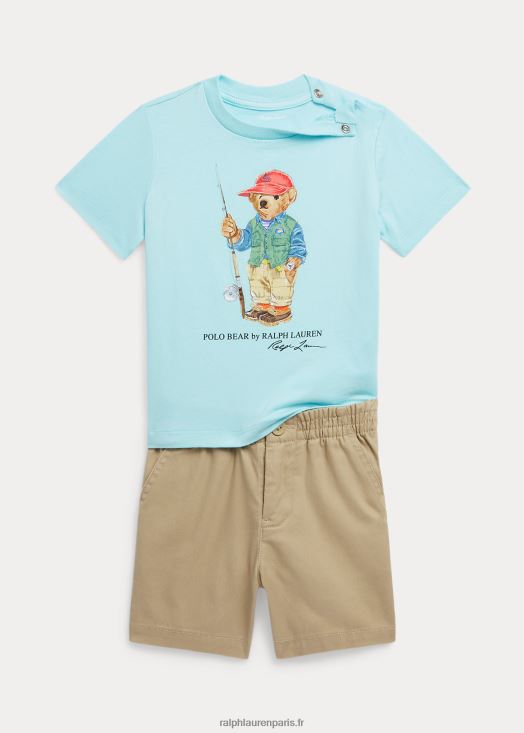 ensemble t-shirt polo bear et short prepster polo 46T60T7775 bébé Ralph Lauren île aquatique