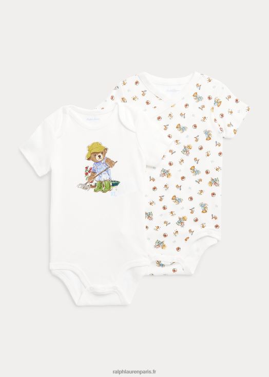 lot de 2 bodys en coton polo bear 46T60T7699 bébé Ralph Lauren ours de jardin garçon