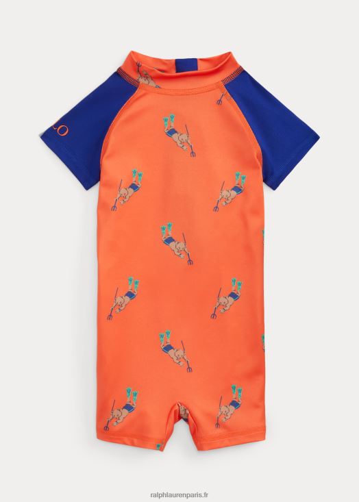 polo bear rash guard shortall 46T60T7954 bébé Ralph Lauren orange vif
