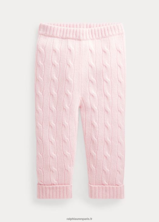 pantalon en cachemire à torsades 46T60T8298 bébé Ralph Lauren rose du matin