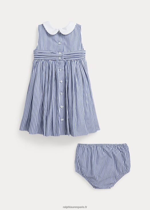 robe & bloomer en popeline de coton voilier 46T60T7867 bébé Ralph Lauren marine/blanc