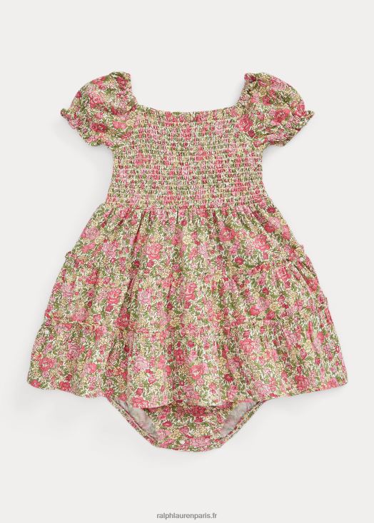 robe et bloomer en jersey smocké fleuri 46T60T7861 bébé Ralph Lauren esmé floral