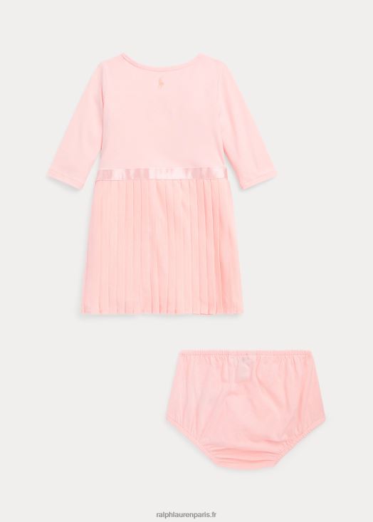 robe plissée en jersey stretch et bloomer 46T60T8229 bébé Ralph Lauren sable rose
