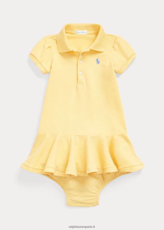 robe polo en maille de coton 46T60T8221 bébé Ralph Lauren maïs jaune