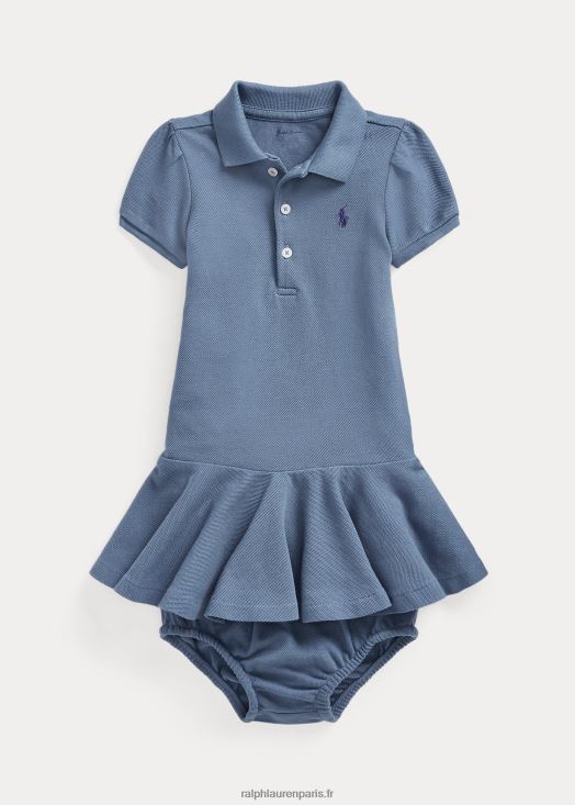 robe polo en maille de coton 46T60T8222 bébé Ralph Lauren bleu capri