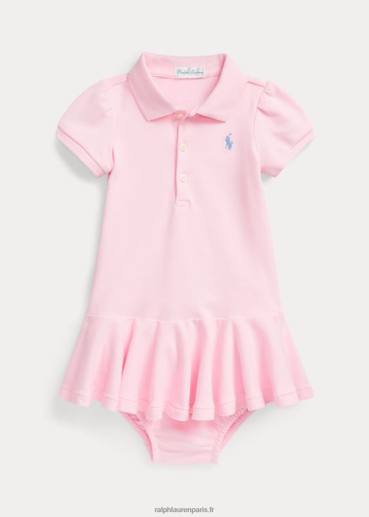 robe polo en maille de coton 46T60T8223 bébé Ralph Lauren rose carmel