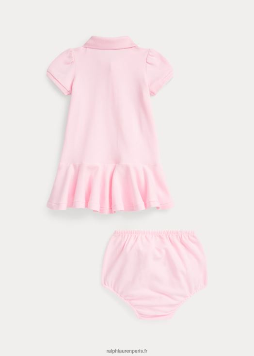 robe polo en maille de coton 46T60T8223 bébé Ralph Lauren rose carmel