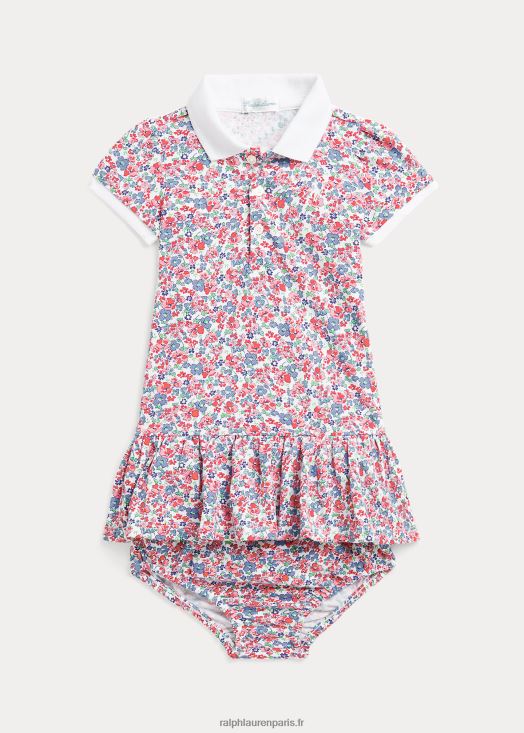 robe polo et bloomer en maille stretch à fleurs 46T60T7845 bébé Ralph Lauren tyler floral