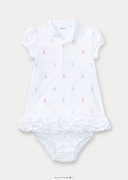 robe polo à volants et bloomer 46T60T7835 bébé Ralph Lauren blanc