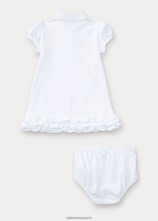 robe polo à volants et bloomer 46T60T7835 bébé Ralph Lauren blanc