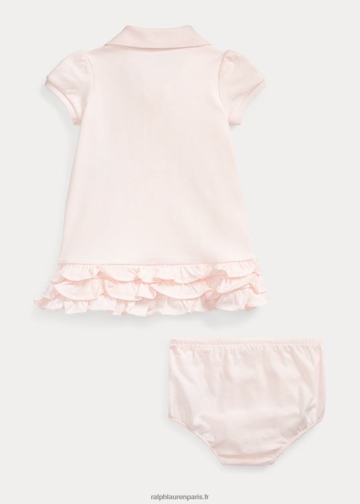 robe polo à volants et bloomer 46T60T7836 bébé Ralph Lauren rose délicat