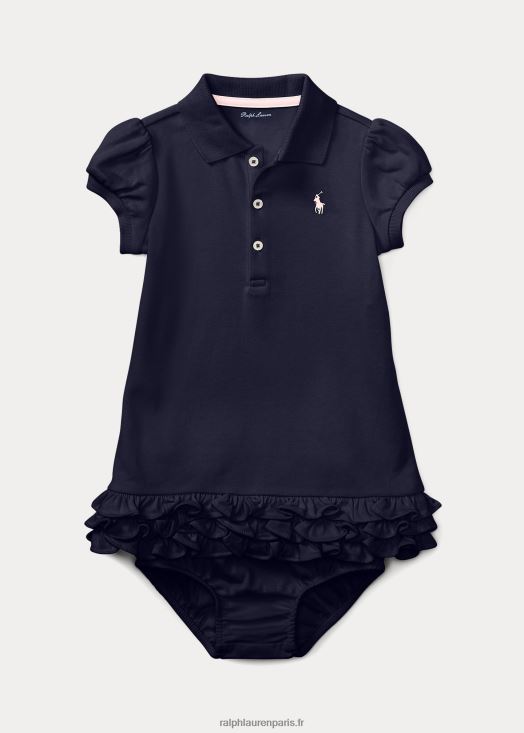 robe polo à volants et bloomer 46T60T7842 bébé Ralph Lauren marine raffinée