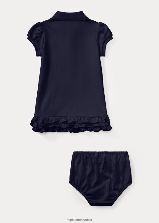 robe polo à volants et bloomer 46T60T7842 bébé Ralph Lauren marine raffinée