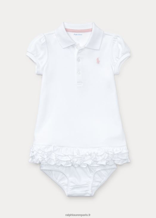 robe polo à volants et bloomer 46T60T7843 bébé Ralph Lauren blanc