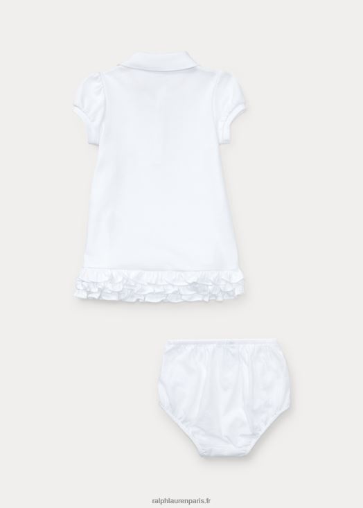 robe polo à volants et bloomer 46T60T7843 bébé Ralph Lauren blanc