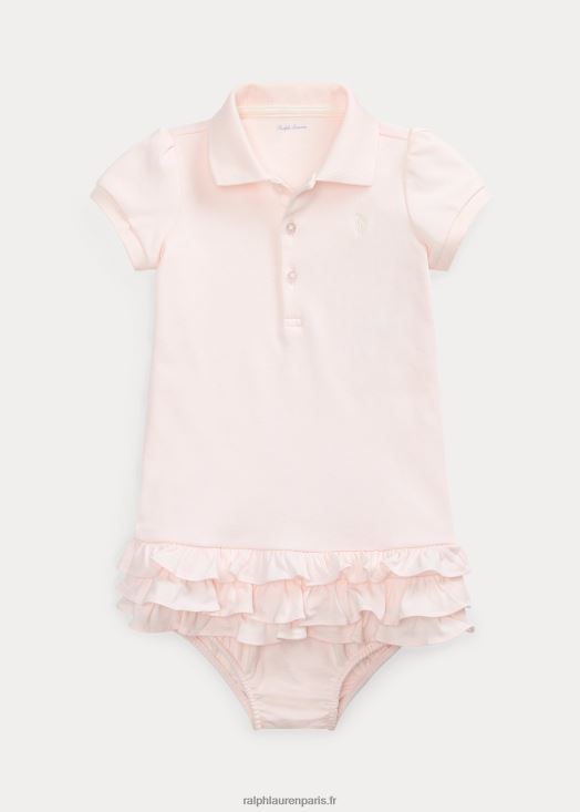 robe polo à volants et bloomer 46T60T7844 bébé Ralph Lauren rose délicat