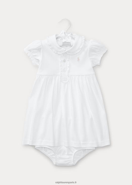 robe polo à volants et bloomer 46T60T7864 bébé Ralph Lauren blanc