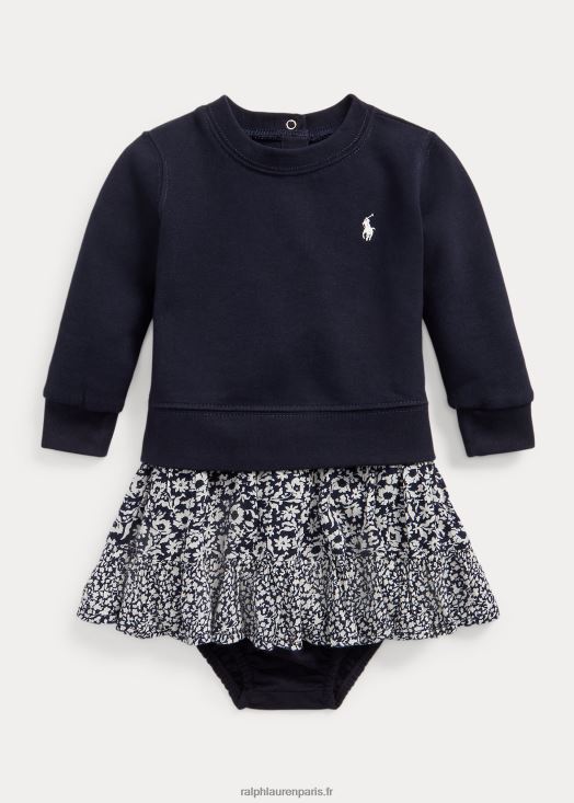 robe sweat molleton fleurie & bloomer 46T60T8239 bébé Ralph Lauren marine rl
