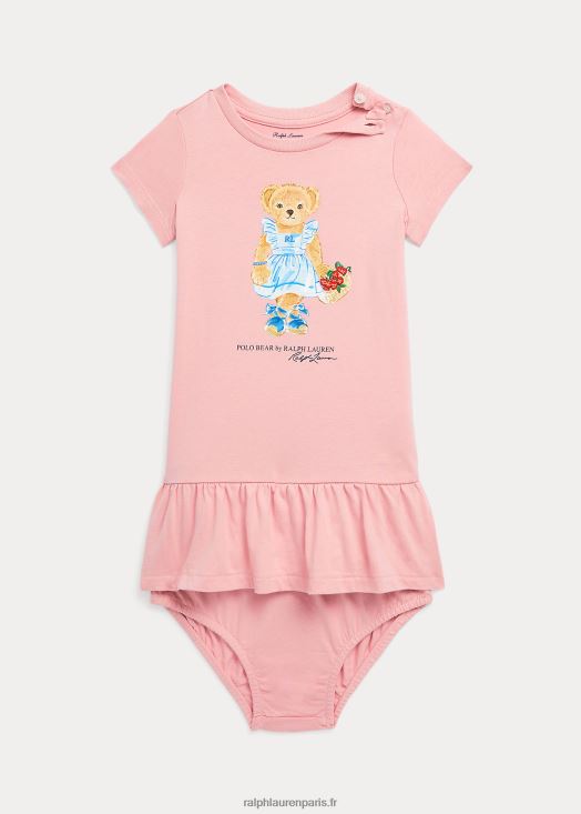robe t-shirt et bloomer en jersey polo bear 46T60T7854 bébé Ralph Lauren rose des adirondacks