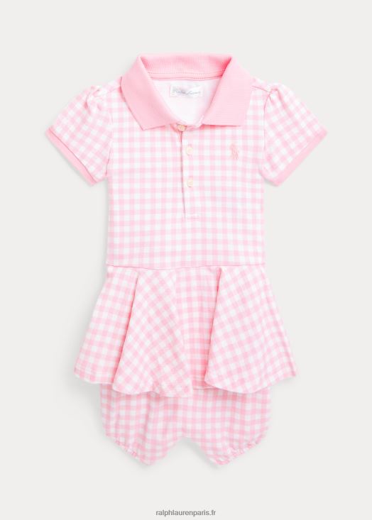 short à bulles de polo en maille vichy 46T60T8144 bébé Ralph Lauren vichy rose