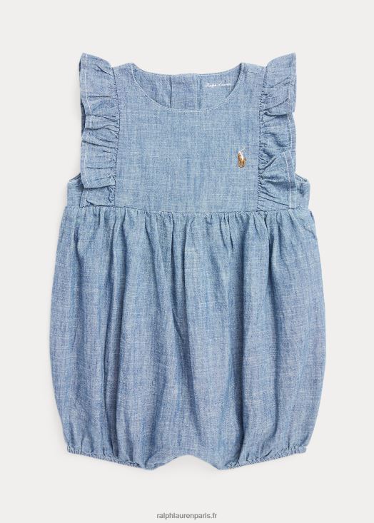 short à bulles en chambray 46T60T7680 bébé Ralph Lauren indigo
