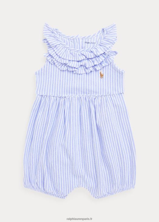 short à bulles en filet à rayures et à volants 46T60T7677 bébé Ralph Lauren bleu de l'île du port