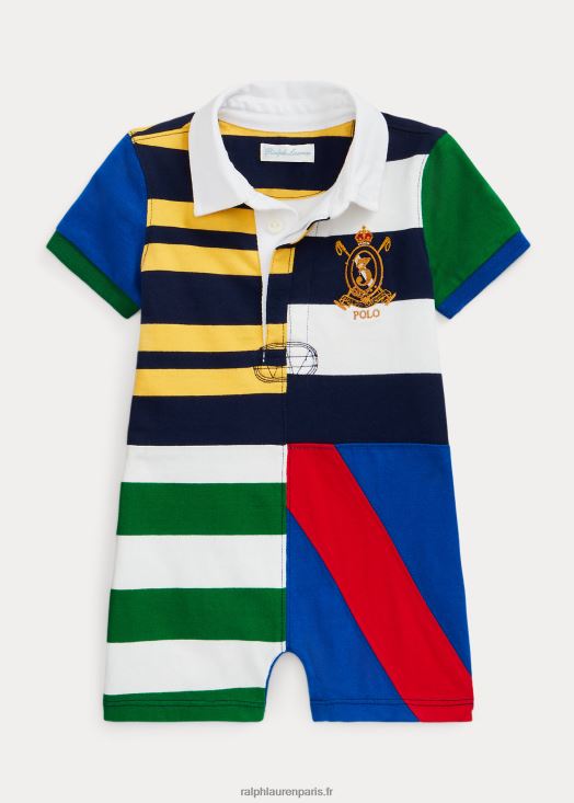 short de rugby patchwork en coton 46T60T8146 bébé Ralph Lauren newport bleu marine multi
