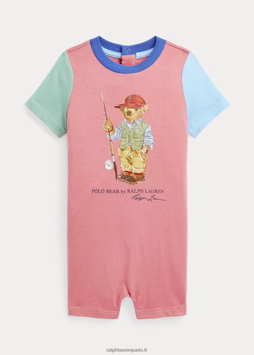 short en coton color-block polo bear 46T60T10019 bébé Ralph Lauren rose du désert multi