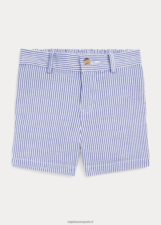 short en seersucker de coton stretch 46T60T7914 bébé Ralph Lauren seersucker bleu