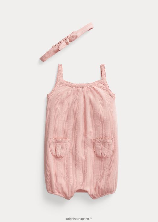 short et bandeau bulle pointelle 46T60T10025 bébé Ralph Lauren rose des adirondacks