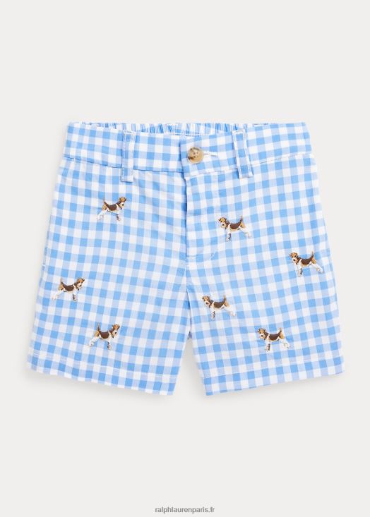 short flex abrasion à carreaux brodés 46T60T7918 bébé Ralph Lauren vichy bleu