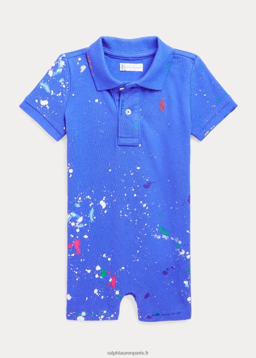 short polo en maille de coton à éclaboussures de peinture 46T60T7669 bébé Ralph Lauren nouvel iris
