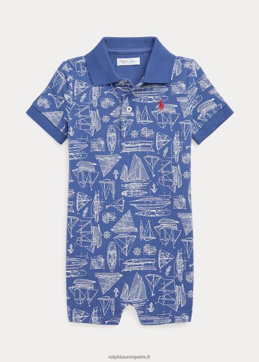 short polo en maille de coton à imprimé voiliers 46T60T8141 bébé Ralph Lauren imprimé bleu voile
